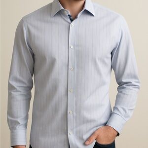 Bugatchi Light Blue Pinstripe Dress Shirt